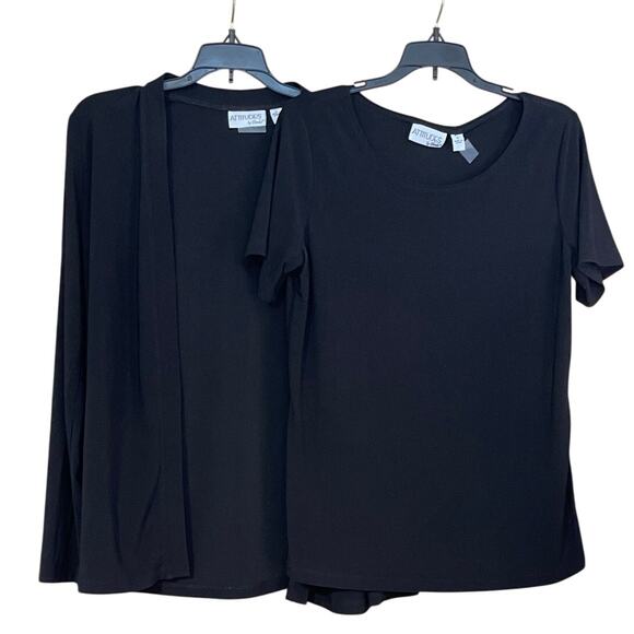 Attitudes by Renee Tops - Attitudes by Renee Size Small Black Jersey Knit 2-piece SS Top and Cardigan Set